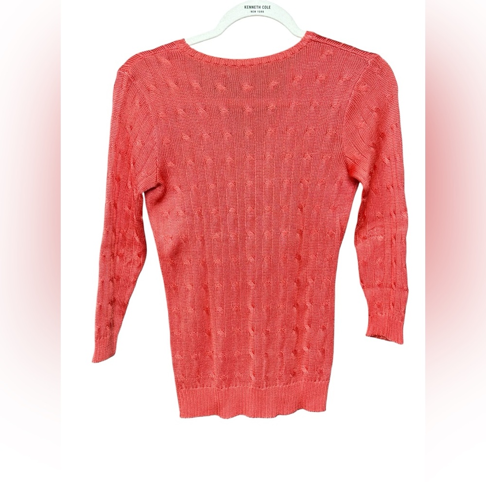 Ralph Lauren Black Label Silk Cable Knit V-neck Cardigan - Picture 3 of 6